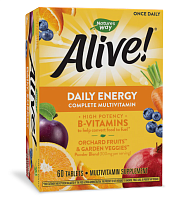 Alive! Daily Energy (With Iron) Ежедневные витамины с железом 60 таб (Nature's Way)