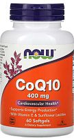 CoQ10 400 мг With Vitamin E & Sunflower Lecithin 60 мягких капсул (Now Foods)