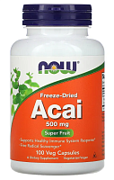 Acai Freeze-Dreid 500 мг (Сублимированные ягоды Асаи) 100 вег капсул (Now Foods)