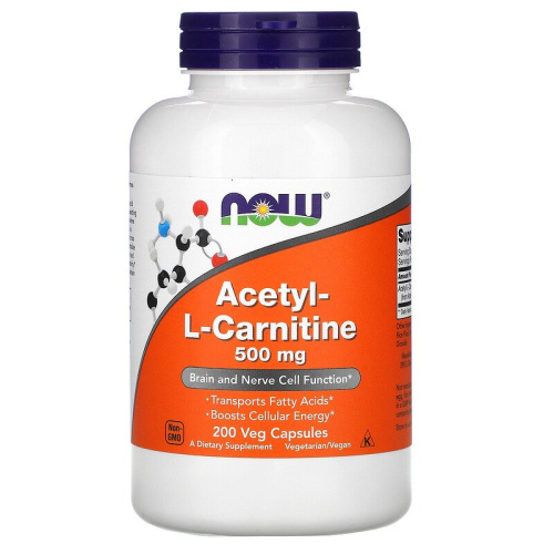Acetyl L-Carnitine 500 мг (Ацетил L-карнитин) 200 вег капсул (Now Foods)