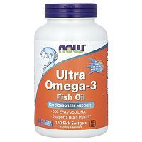 Ultra Omega-3 500 EPA / 250 DHA 180 рыбных капсул (Now Foods)