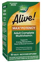Alive! Max3 Potency (Мультивитаминный комплекс без добавления железа) 90 таблеток (Nature's Way)