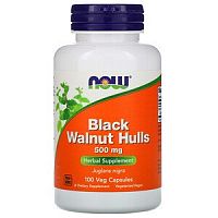 Black Walnut Hulls 500 mg (Скорлупа черного ореха 500 мг) 100 вег капсул (Now Foods)