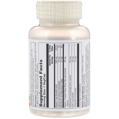 Vitamin C 500 mg Buffered with Bioflavonoid Concentrate (Витамин С 500 мг) 100 вег капсул (Solaray)  фото 2