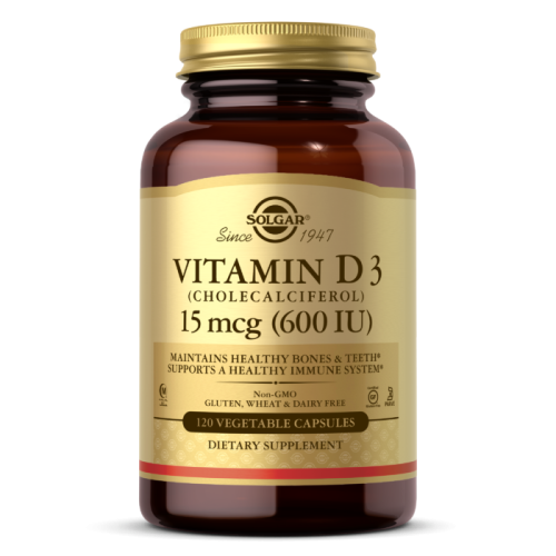 Vitamin D3 (Витамин Д3) 15 мкг (600 IU) 120 вегетарианских капсул (Solgar)