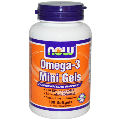 Omega-3 Mini Gels 180 капсул (Now Foods) фото 3