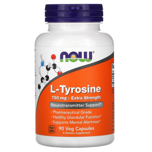 L-Tyrosine 750 мг (L-Тирозин) 90 вег капсул (Now Foods)