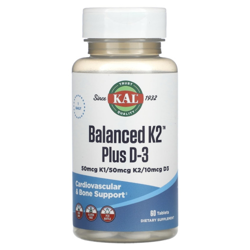 Balanced K2 Plus D3 (Сбалансированный К2 с Д3) 60 таблеток (KAL)