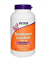 Sunflower Lecithin 1200 мг (Лецитин из Подсолнечника) 200 мягких капсул (Now Foods)