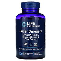 Super Omega-3 120 капсул покрытых кишечнорастворимой оболочкой (Life Extension)