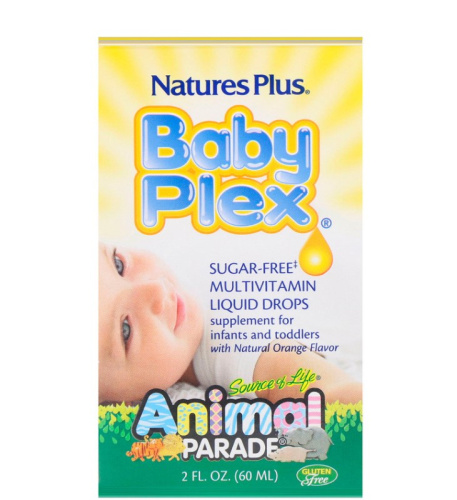 Source of Life Animal Parade Baby Plex (Жидкие мультивитамины) вкус апельсина 60 мл (NaturesPlus)