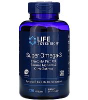Super Omega-3 (Омега-3 с Лигнанами Кунжута и Экстрактом Оливы) 120 капсул (Life Extension)