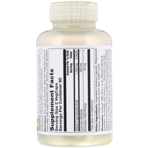 QBC Plex (Кверцетин с бромелаином и витамином C) 120 капсул (Solaray) фото 2