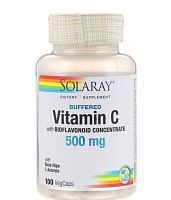 Vitamin C 500 mg Buffered with Bioflavonoid Concentrate (Витамин С 500 мг) 100 вег капсул (Solaray) 