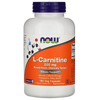 L-Carnitine 500 мг (L-Карнитин) 180 вег капсул (Now Foods)