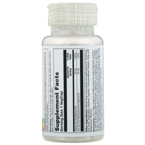 OptiZinc 30 mg (ОптиЦинк 30 мг) 60 вег капсул (Solaray) фото 2