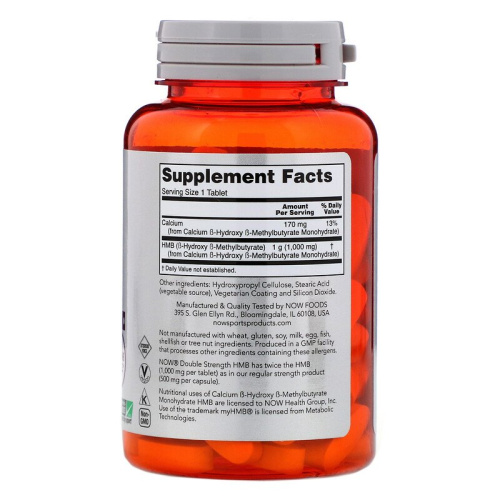 HMB 1000 мг (Гидроксиметилбутират Моногидрат) 90 таблеток (Now Foods) фото 2