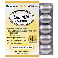 LactoBif Probiotic (Пробиотики 5 млрд КОЕ) 60 капсул (California Gold Nutrition)
