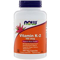 Vitamin K-2 100 мкг (Витамин K-2) 250 вег капсул (Now Foods)