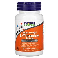 L-Theanine 200 мг (L-Теанин) 60 вегетарианских капсул (Now Foods)