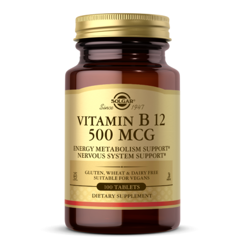 Vitamin B-12 Cyanocobalamin 500 мкг (Витамин Б-12 Цианокобаламин) 100 таблеток (Solgar)
