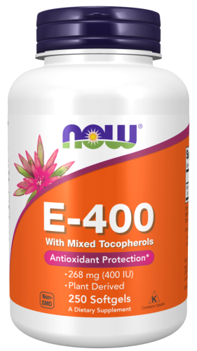 Vitamin E-400 with Mixed Tocopherols (Витамин Е смешанные токоферолы) 250 мягких капсул (Now Foods)