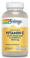Vitamin C 1000 mg TR with Rose Hip & Acerola (Витамин C 1000 мг) 250 вег капсул (Solaray)