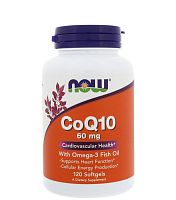 CoQ10 60 mg Omega-3 Fish Oil 120 мягких капсул (Now Foods)