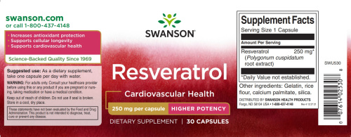 Resveratrol 250 mg (Ресвератрол 250 мг) 30 капсул (Swanson) фото 2