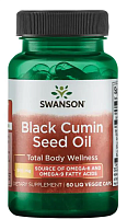 Black Cumin Seed Oil 500 mg (Масло семян черного тмина 500 мг) 60 вег капсул с жидкостью (Swanson)