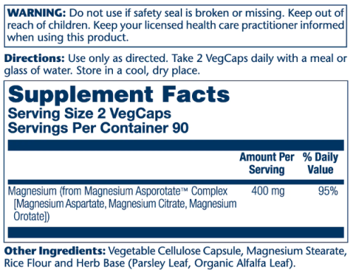Magnesium Asporotate 400 mg (Аспоротат Магния 400 мг) 180 вег капсул (Solaray) фото 3