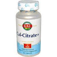 Cal-Citrate+ D3 & Mag 1000мг (Цитрат кальция с витамином Д3 и Магнием) 60 таблеток (KAL)
