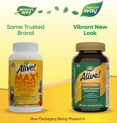 Alive! Max3 Potency (мультивитаминный комплекс с железом) 180 таблеток (Nature's Way) фото 4