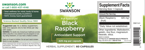 Full Spectrum Black Raspberry 425 mg (Черная малина) 60 капсул (Swanson) фото 2